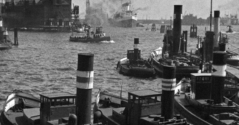 Ships at Hamburg Harbor, Germany 1937, Printed 2021-DYV-992028