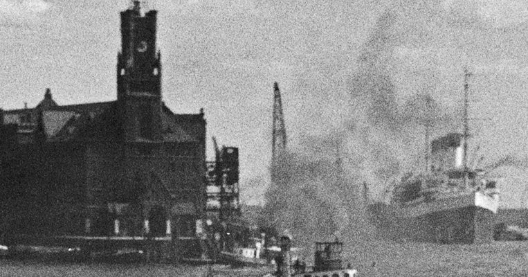 Ships at Hamburg Harbor, Germany 1937, Printed 2021-DYV-992028