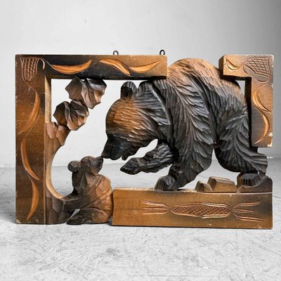 Shōwa Hand-Carved Ainu Wall Decoration Bears, Hokkaido, Japan, 1940s-DWL-1799438