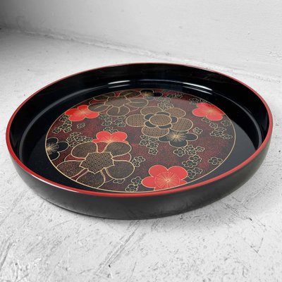 Shōwa Period Floral Lacquer Tray, Japan, 1970s-DWL-1761117