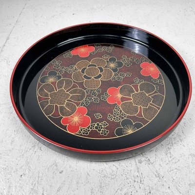 Shōwa Period Floral Lacquer Tray, Japan, 1970s-DWL-1761117