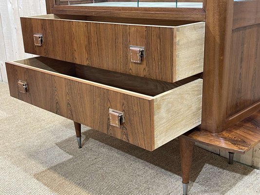 Showcase in Rosewood, Mahogany and Leather Handles, 1960s-QYF-1427579