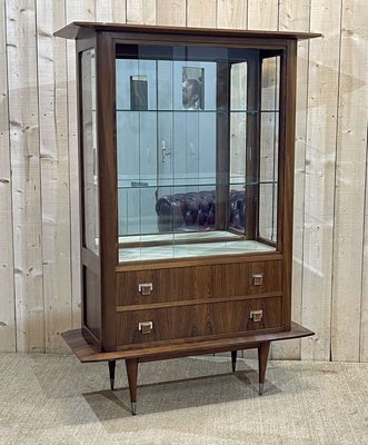 Showcase in Rosewood, Mahogany and Leather Handles, 1960s-QYF-1427579