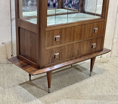 Showcase in Rosewood, Mahogany and Leather Handles, 1960s-QYF-1427579