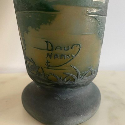 Shower Pedestal Vase with Flattened Belly and Lake Decor from Daum Nancy-QKG-2022396