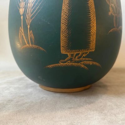 Sicilian Art Deco Green and Gold Ceramic Vase, 1939-NMK-1788047