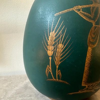 Sicilian Art Deco Green and Gold Ceramic Vase, 1939-NMK-1788047