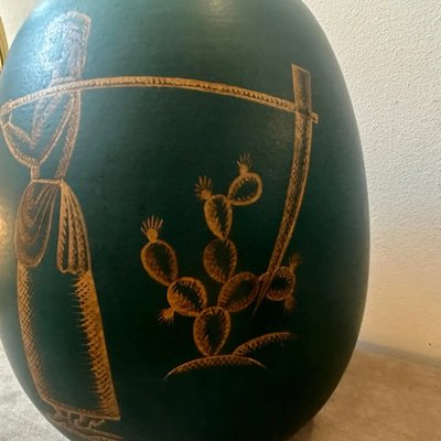 Sicilian Art Deco Green and Gold Ceramic Vase, 1939-NMK-1788047