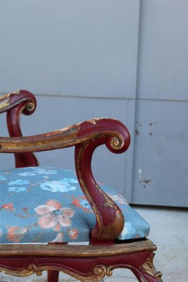 Sicilian Baroque Style Armchairs in Red Lacquer, 1930s, Set of 2-EH-1150939