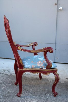 Sicilian Baroque Style Armchairs in Red Lacquer, 1930s, Set of 2-EH-1150939