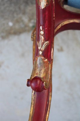 Sicilian Baroque Style Armchairs in Red Lacquer, 1930s, Set of 2-EH-1150939