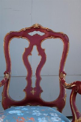 Sicilian Baroque Style Armchairs in Red Lacquer, 1930s, Set of 2-EH-1150939