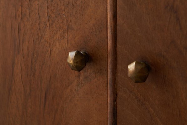 Side Cabinet in Walnut and Red Marble, 1940s-FEW-2024194