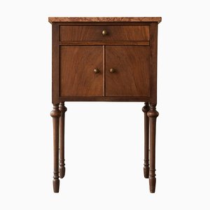 Side Cabinet in Walnut and Red Marble, 1940s-FEW-2024194