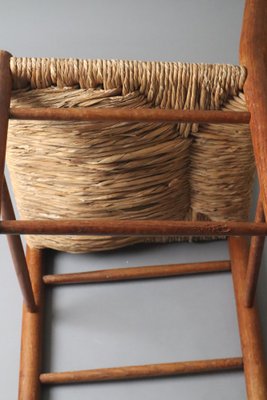 Side Chair with Raffia Seat, 1960s-ESB-1784362