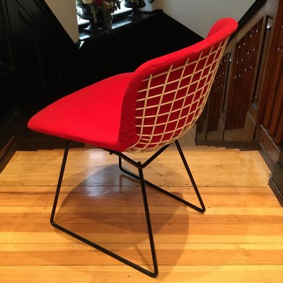 Side Chair with Red Hopsack Upholstery by Harry Bertoia for Knoll International, 1960s-LXP-1749054