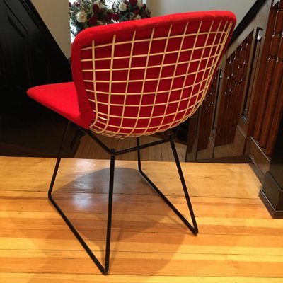 Side Chair with Red Hopsack Upholstery by Harry Bertoia for Knoll International, 1960s-LXP-1749054