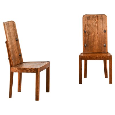 Side Chairs in Acid-Stained and Oiled Pine attributed to Axel Einar Hjorth, 1932, Set of 2-SC-2022137