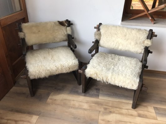 Side Chairs in Lambs Wool, Set of 2-OXJ-1188923