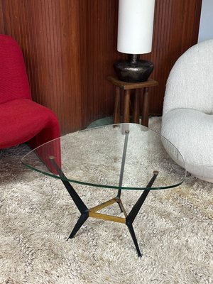 Side or Coffee Table in Metal and Glass attributed to Angelo Ostuni, 1950s-MTU-1754497