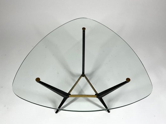 Side or Coffee Table in Metal and Glass attributed to Angelo Ostuni, 1950s-MTU-1754497