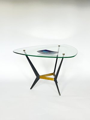 Side or Coffee Table in Metal and Glass attributed to Angelo Ostuni, 1950s-MTU-1754497