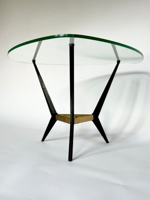 Side or Coffee Table in Metal and Glass attributed to Angelo Ostuni, 1950s-MTU-1754497