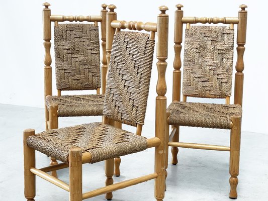 Side or Dining Chairs by Adrien Audoux & Frida Minet, 1970s, Set of 3-XLH-1791986