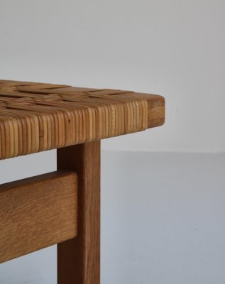 Side Table Bench in Oak & Rattan Cane by Børge Mogensen for Fredericia, Denmark, 1950s-WRF-1132416