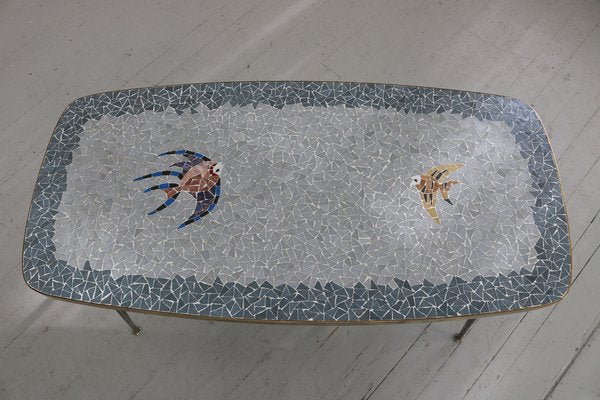 Side Table with Fish Motif in Glass Mosaic, 1950s-AA-1744254