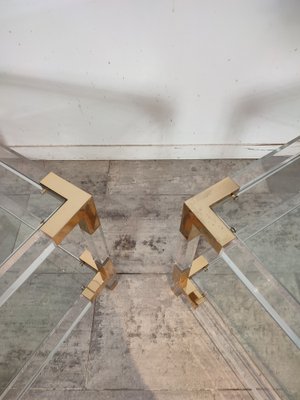 Side Tables in Acrylic Glass and Brass, 1970s, Set of 2-WBX-1332685