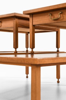 Side Tables in Mahogany, Walnut and Brass attributed to Josef Frank, 1950s, Set of 2-SC-2022129