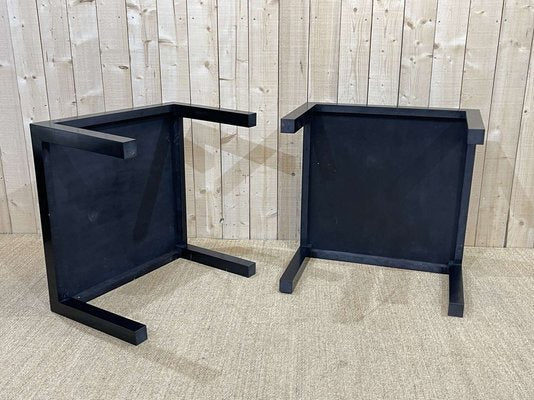 Side Tables in Matte Blackck Sycamore & Maple, 1970s, Set of 2-QYF-1318825