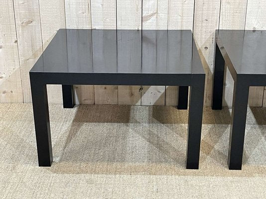 Side Tables in Matte Blackck Sycamore & Maple, 1970s, Set of 2-QYF-1318825