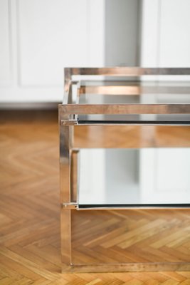 Side Tables in Steel with Mirrored Glass and Lower Shelf, 1970s, Set of 2-MNF-1311897