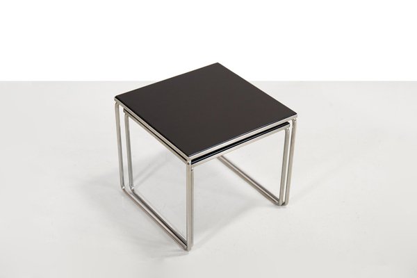 Side Tables with Chrome Legs and Black Glass from Brabantia-BQ-2042274