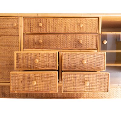 Sideboard in Bamboo and Rush, Italy, 1970s-UPW-1741561