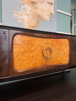 Sideboard in Mahogany and Thuja Root with Natural Brass Handles, 1950s-ASJ-2033833