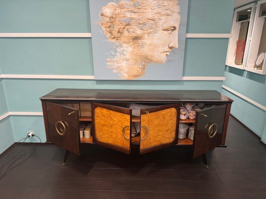 Sideboard in Mahogany and Thuja Root with Natural Brass Handles, 1950s-ASJ-2033833