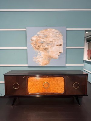 Sideboard in Mahogany and Thuja Root with Natural Brass Handles, 1950s-ASJ-2033833