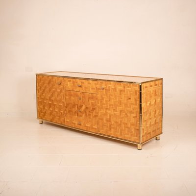 Sideboard in Pressed Bamboo and Brass 1975, 1970s-BAD-2035643