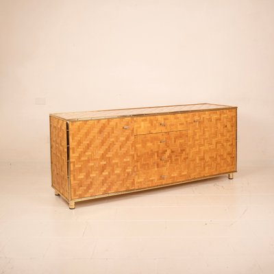 Sideboard in Pressed Bamboo and Brass 1975, 1970s-BAD-2035643