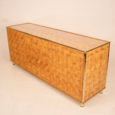 Sideboard in Pressed Bamboo and Brass 1975, 1970s-BAD-2035643