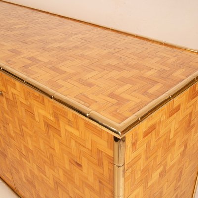 Sideboard in Pressed Bamboo and Brass 1975, 1970s-BAD-2035643