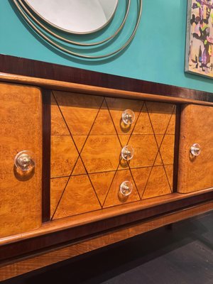 Sideboard in Rosewood and Thuja Briar and Walnut, Brass and Glass Handles, 1950s-ASJ-2026838