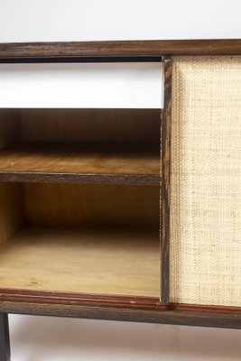 Sideboard in Wenge, Raffia and Lacquered Metal, 1970s-CEJ-1791132