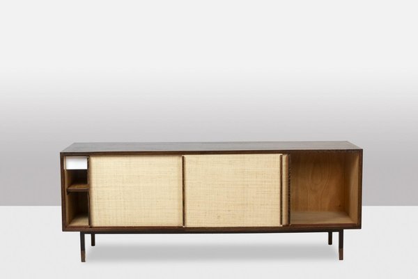 Sideboard in Wenge, Raffia and Lacquered Metal, 1970s-CEJ-1791132