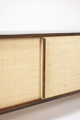 Sideboard in Wenge, Raffia and Lacquered Metal, 1970s-CEJ-1791132