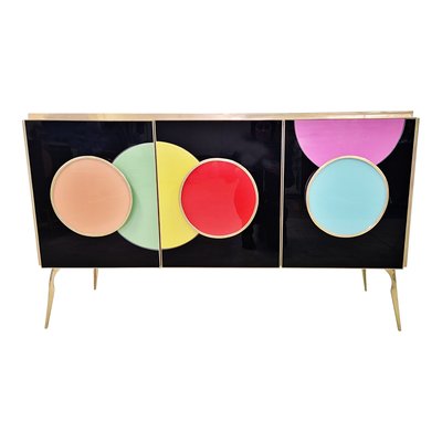 Sideboard with 3 Black Doors, 1980s-BEW-1766136