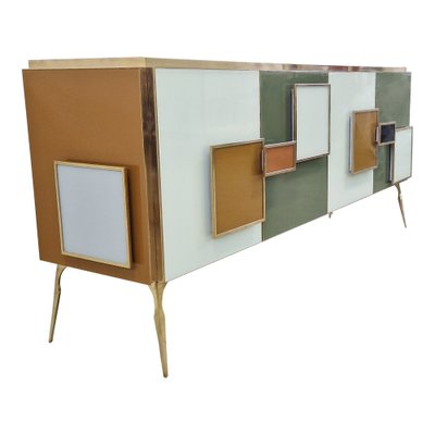 Sideboard with Multicolored Glass Doors, 1980s-BEW-1795694